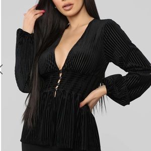 Fashion Nova long sleeve black blouse